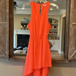 Neon Coral Orange Dress Asymmetrical Summer Womens Small